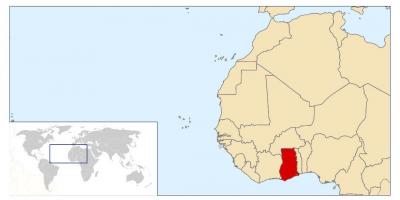 Гана байрлал дээр дэлхийн газрын зураг